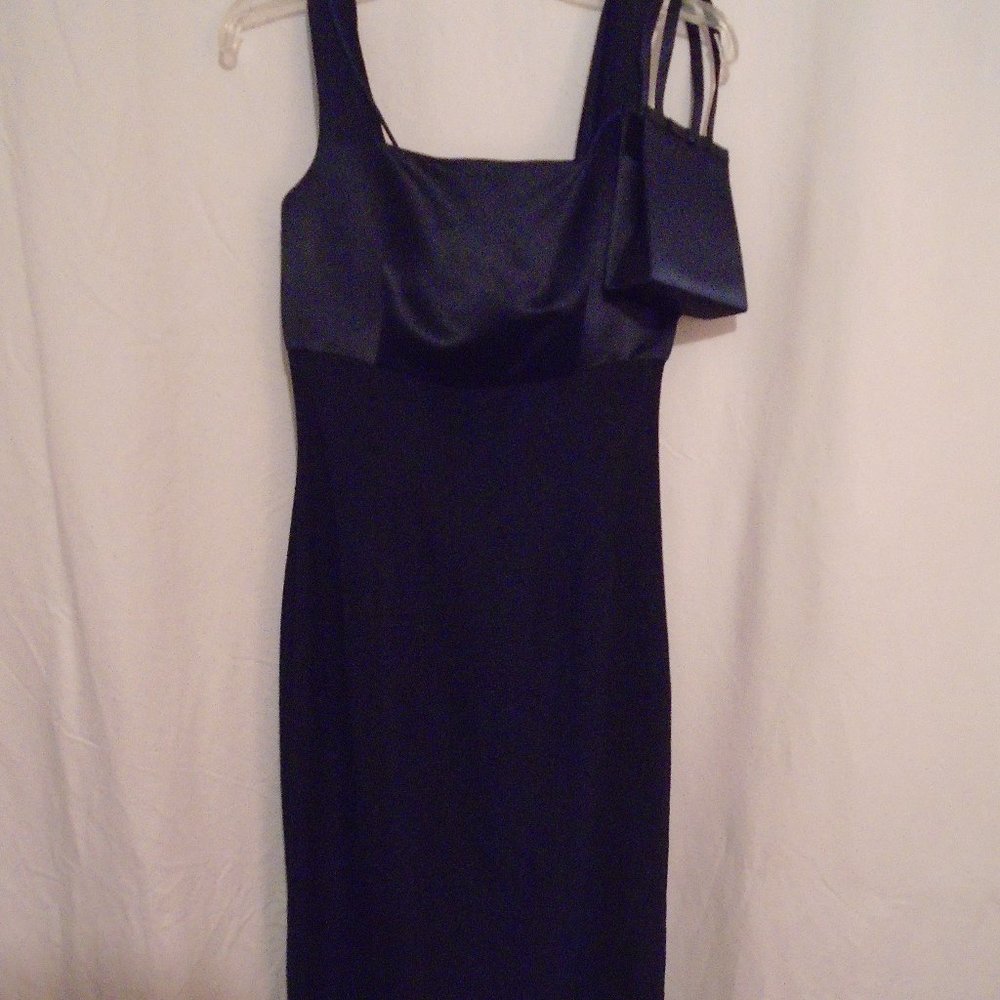 Navy Blue Dress with Hand Bag